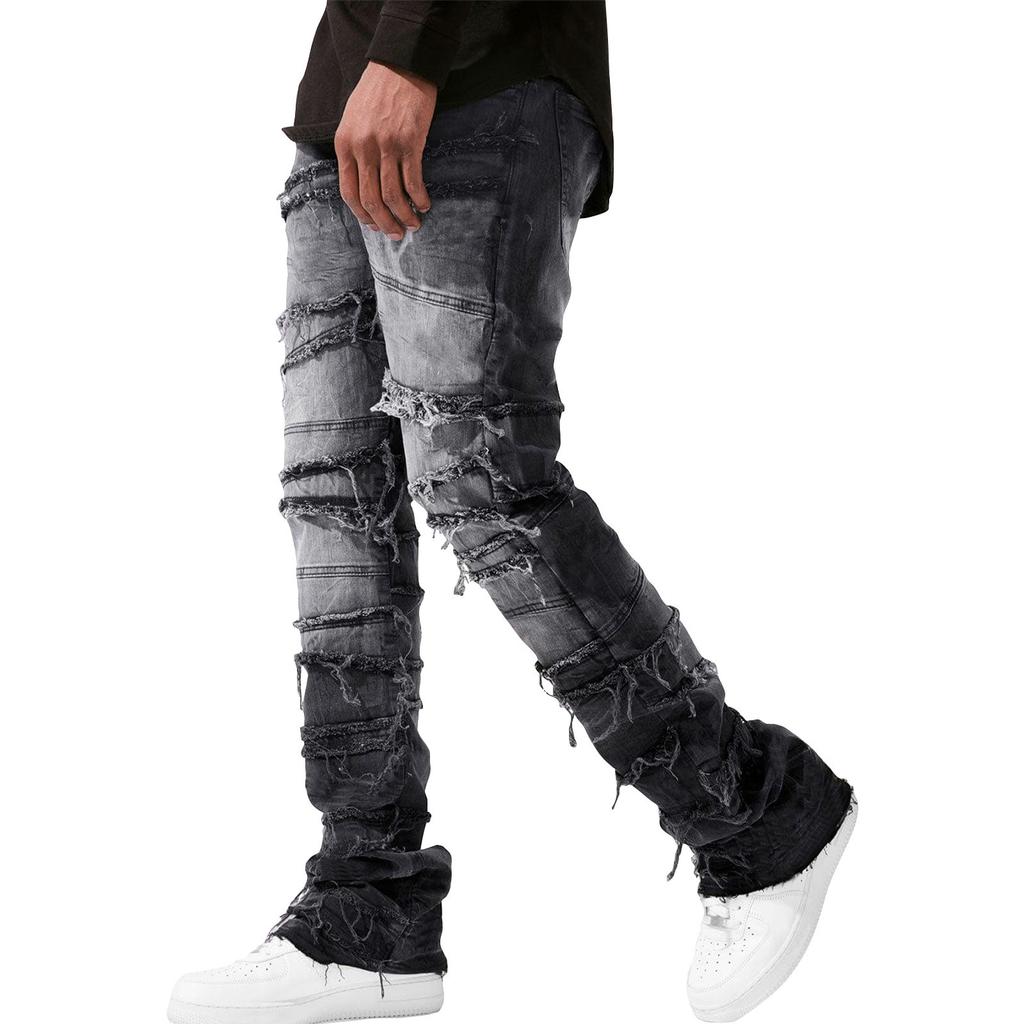 Men's Casual Mid-Rise Washed Trousers Retro Straight Slim Fashion Jeans