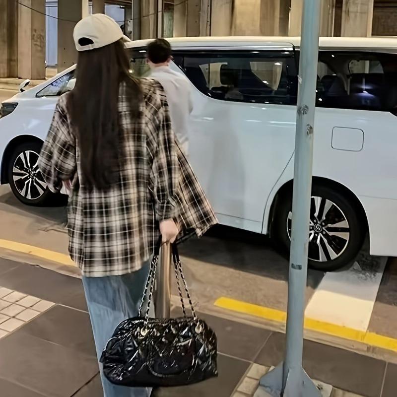 Черная клетчатая рубашка для женщин — фото 5