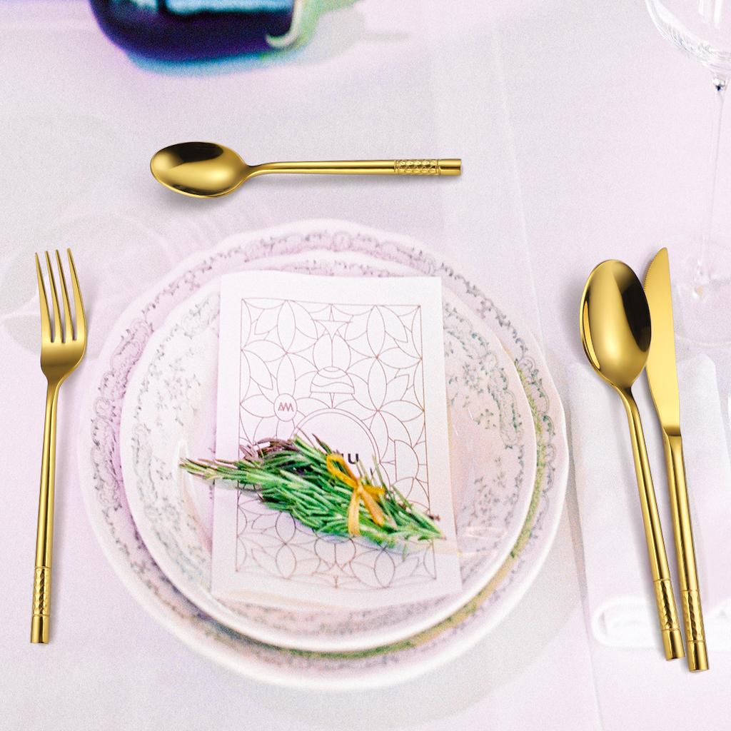 430 Stal nierdzewna pogrubiona młotkowa okrągła rączka Zestaw 4 szt. zastawy stołowej Western Food Steak Knife Widelec Łyżka YSH-5-4PS