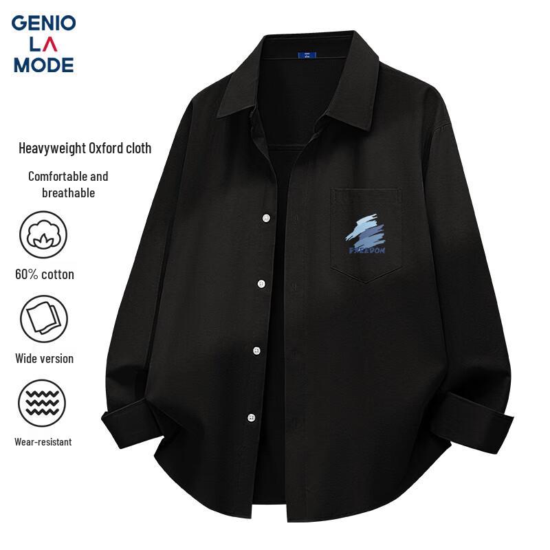 GENIOLAMODE Men s Oxford Casual Long-Sleeve Printed Shirt L