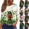 Τοπ Γυναικείο Μανίκι 3/4 Μήκους Φλοράλ Μοτίβο Vintage Μόδα Casual Φαρδύ Με Στρογγυλή Λαιμόκοψη Πουκάμισα Μεγάλο Μέγεθος