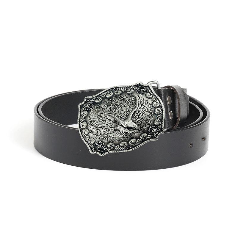 

Новый ремень из коровьей кожи в стиле ретро, ремень с орлом в стиле вестерн-деним, персонализированный ремень для молодого студента Pretty Boy 130cm