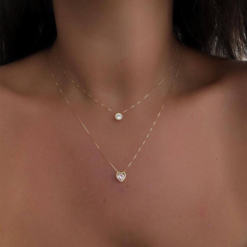 

European & American Multi-Layer Heart Water Drop Pendant Necklace for Women