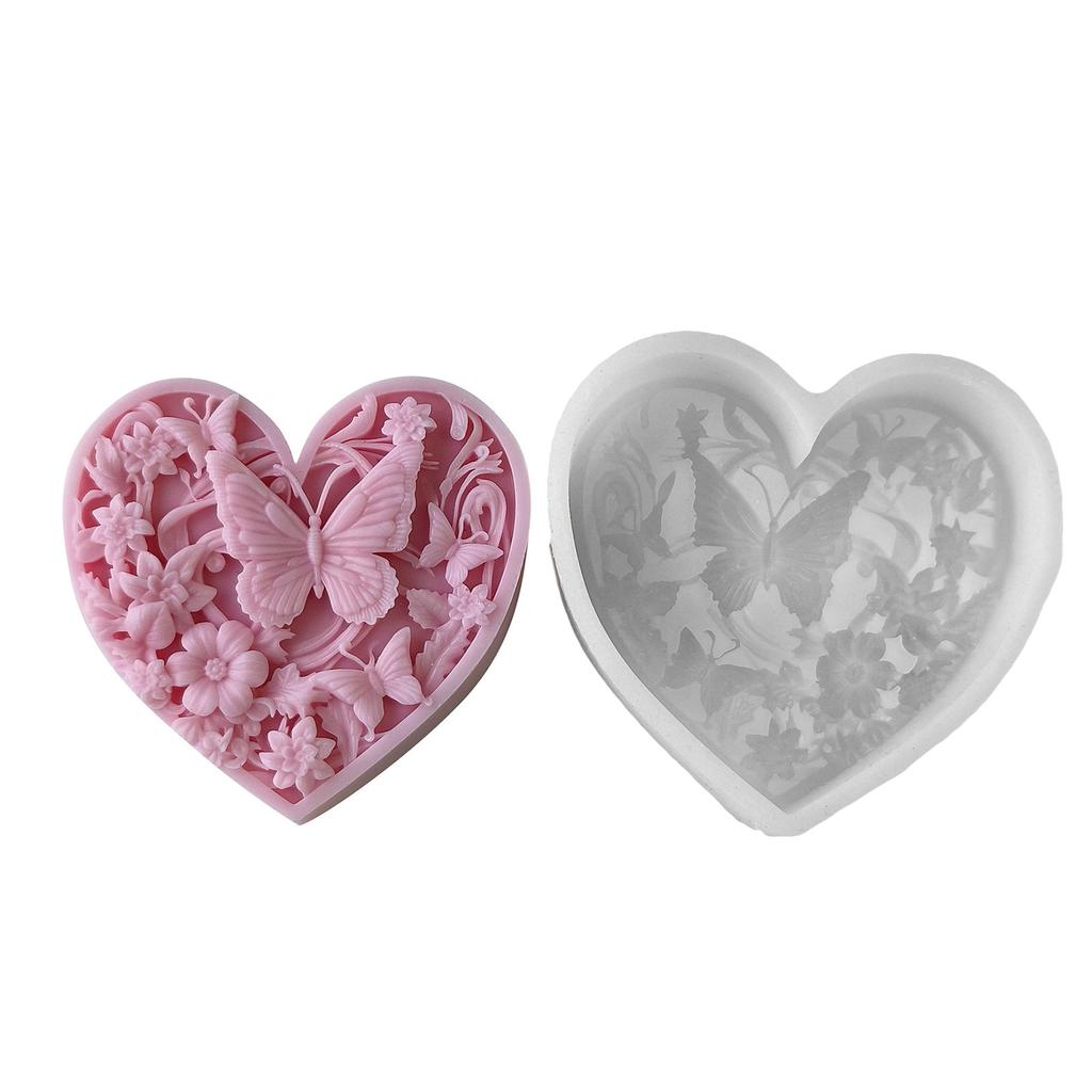 Flexible Silicone Mold Heart Butterfly Candle Molds Scented Aromatherapys Making Mould Handmade Desk Ornament Mould