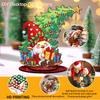 Christmas Tree DIY 2D/Flat Wooden Desktop Diamond Art Kits Diamond Art Tabletop Painting Kit for Adults Home Office Table Decor