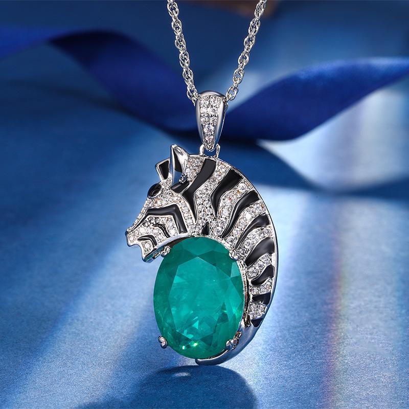 Autumn And Winter Jewelry Copper Bottom Gold-Plated Zebra Light Luxury Personality Exaggerated Pendant Main Stone 15 * 20