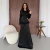  Spring and Autumn New European, American, Amazon Cross-border Solid Color Short Top Long Skirt Small Black Skirt Two-piece Set
