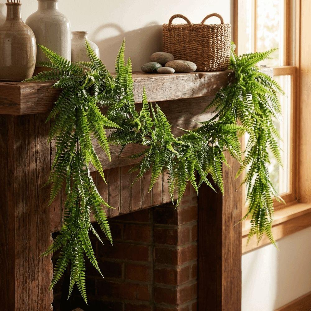 180CM Length Artificial Persian Fern Vines Plastic UV Resistant Faux Boston Fern Garland Realistic Texture Lush Leaves