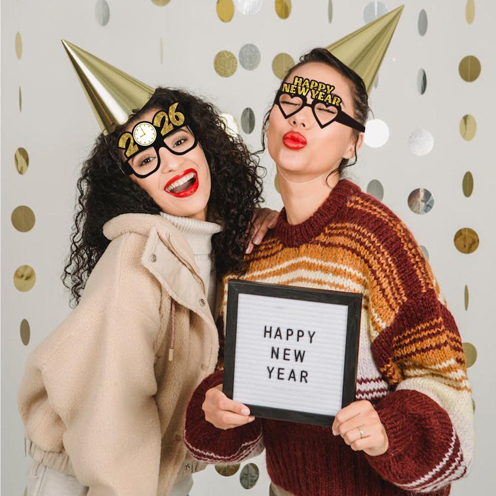 Happy New Year New Year Theme Party Glasses Photo Props