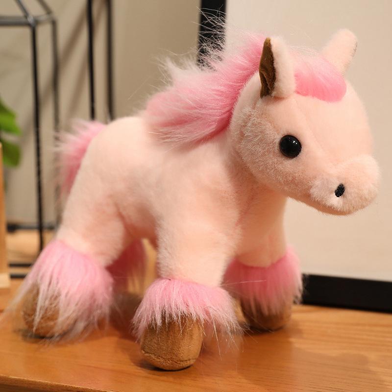 Simulation animal black pony doll plush toy small white horse zodiac horse doll children's doll