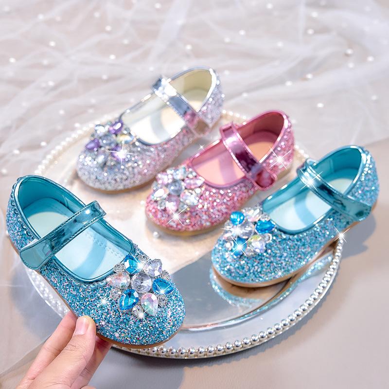 2025 Autumn Girls' Round Toe Rhinestone Princess Dance Shoes with Soft Sole