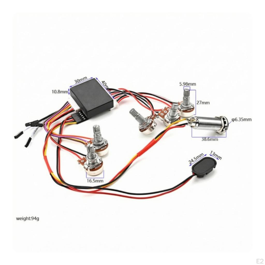 Guitar Pickup Preamp Compact Prewired Harness with Jack Premium Quality