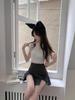 2024 Summer Women's Gray A-Line Bow Slit Bodycon Skirt-Shorts