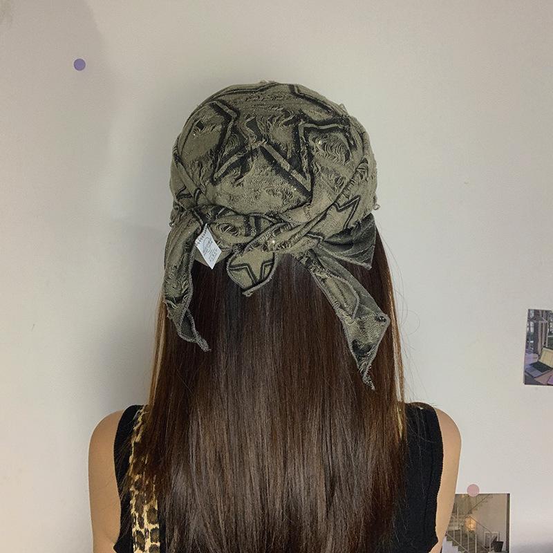 Falling Pool Knitwear Rhinestone Triangle Scarf: Y2K Style Cool Sweet Hip Hop Head Wrap Silk Scarf