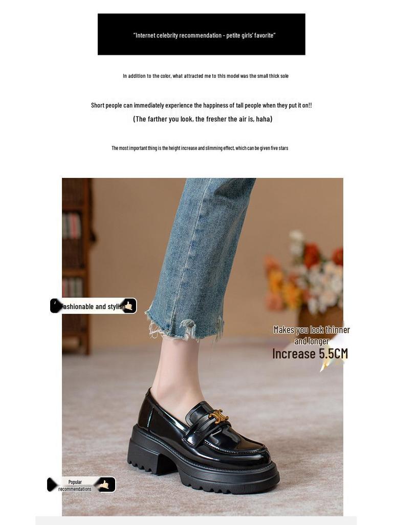 Autumn 2025 Women's Triumph Platform Loafers: Slip-On Chunky Heel Leather Shoes