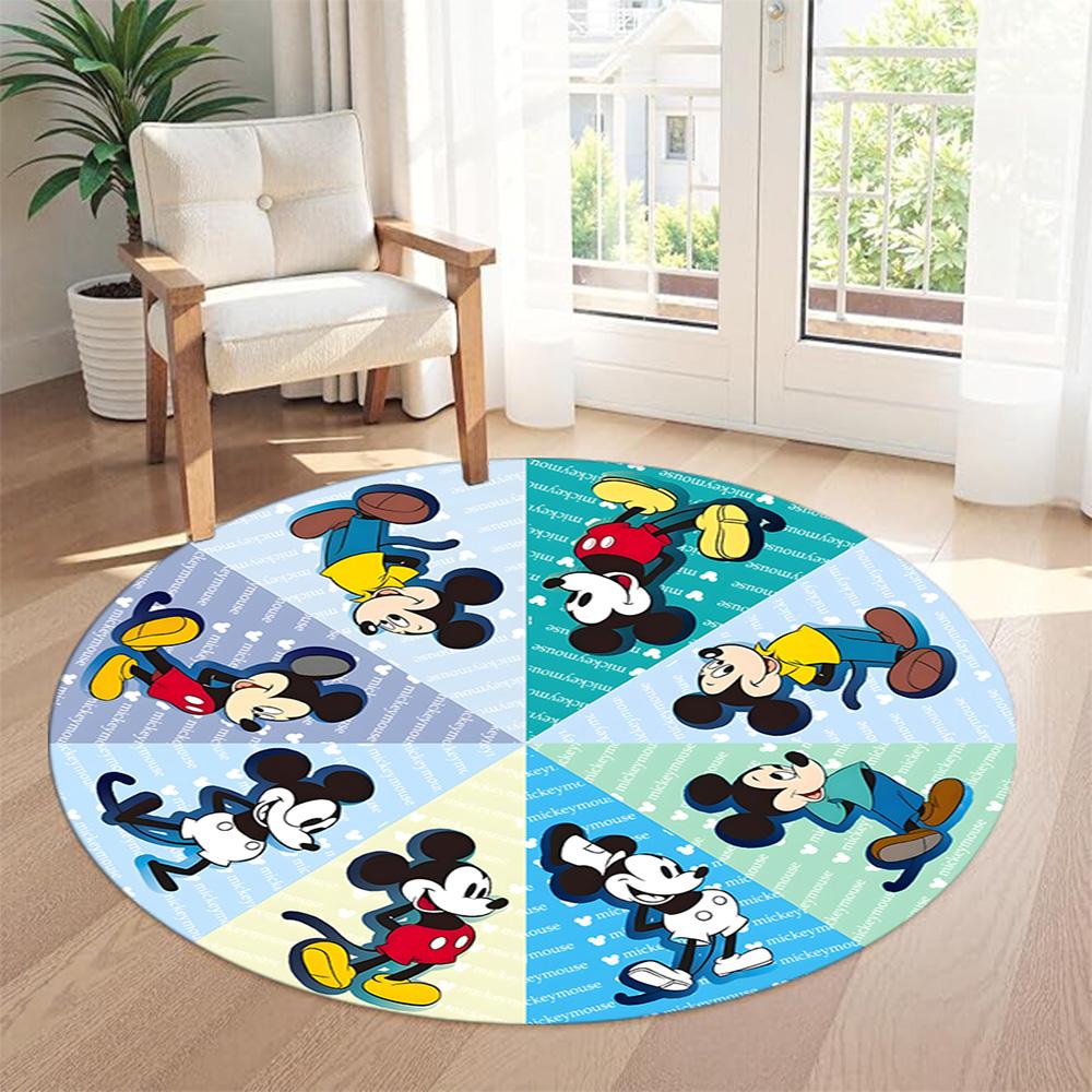 Christmas Mickey Minnie Round Floor Mat Suitable for Foyer Decorate room Hallway Balcony Antislip Round Carpet Anime Office Decor