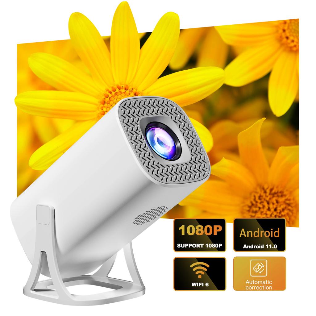 Proiettore 1080P WiFi BT5.2 Sistema Android 11 Proiettore per film ruotabile di 180 gradi con display da 120 pollici