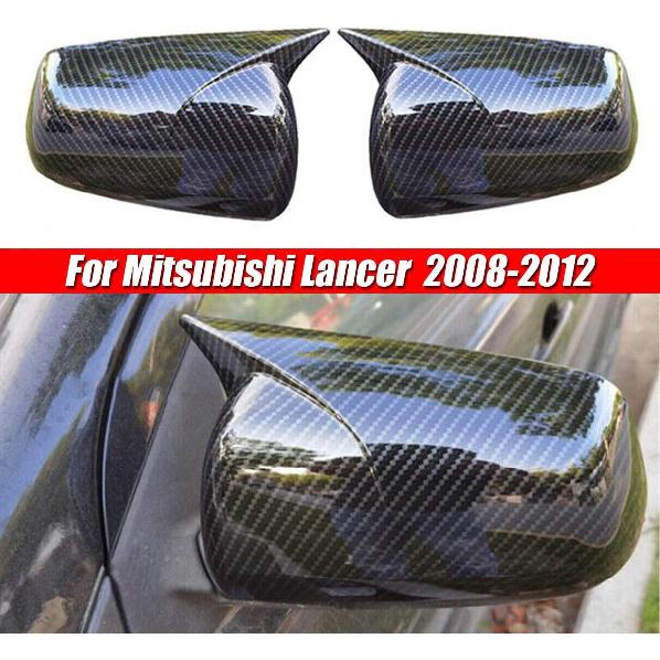 1 Pair Carbon Fiber Black Rearview Mirror Cover For Mitsubishi Lancer X10 EX EVO 2008 2009 2010 2011 2012, (NOT fit for with turn signal light)