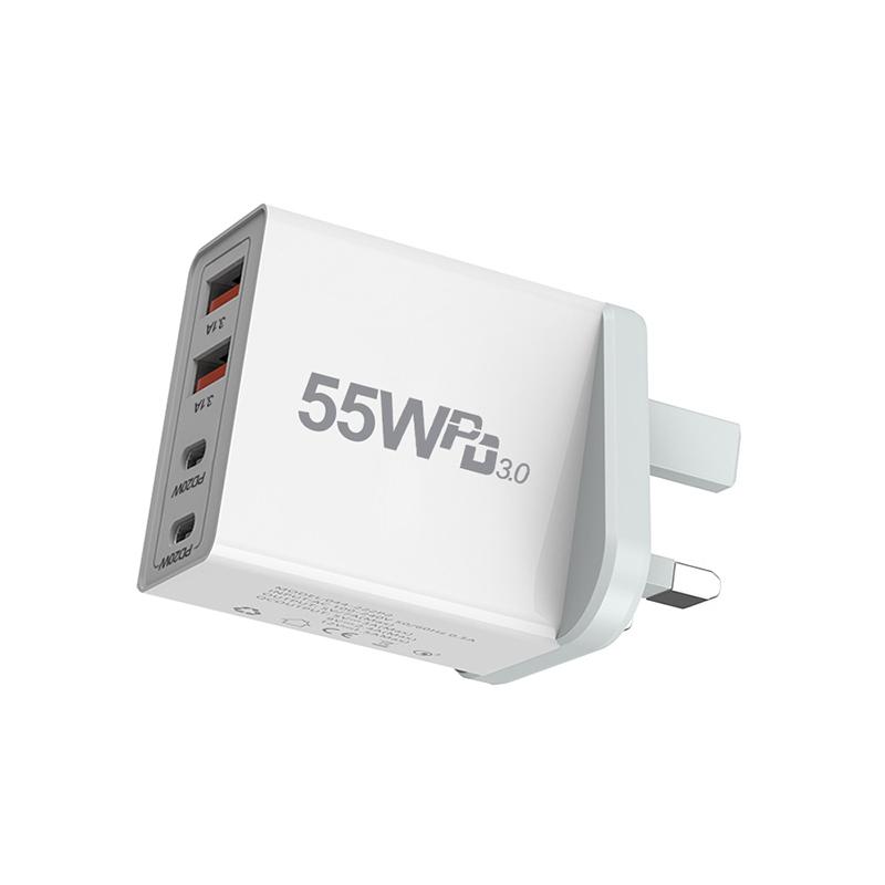 PD Quick charger 55W fast Wall charger plug For AU/EU/UK/US mobile phone charger Type-c or USB Universal Home office USB C