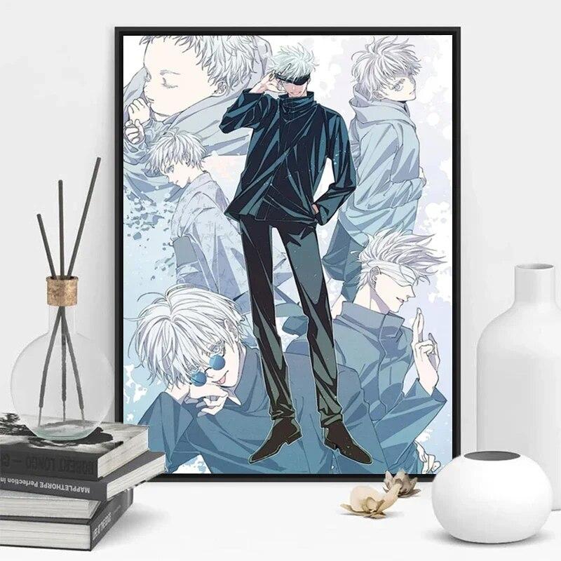 Japanese Classic Anime Jujutsu Kaisen Six Eyes Gojo Satoru Posters Prints Pictures Canvas Painting Wall Home Room Bar Decoration