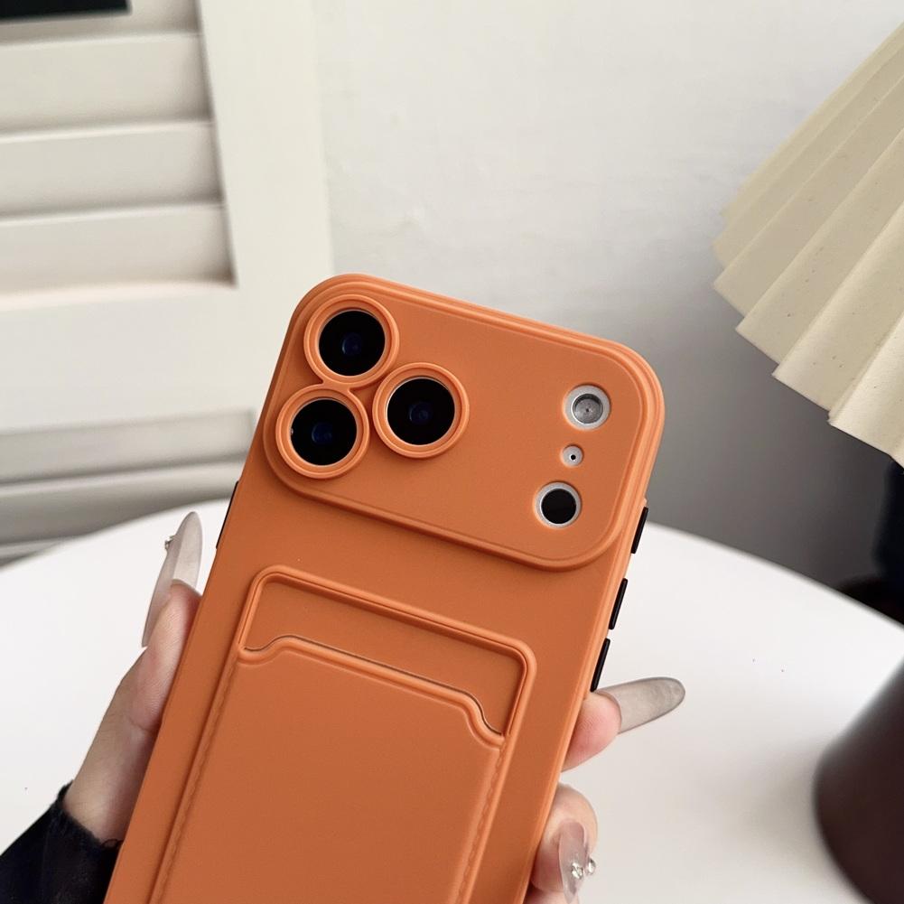 Soft Skin Feel Credit Card Slot Card Holder Case For iPhone 17 Pro Max 17 Pro Air 16e 16 Pro 15 + 14 13 12 11 Protect Cover