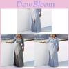 Striped Cotton Linen Long Dress With Polo Neck For Casual Travel And Business Wear