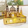 Ramadan Tray Eid Mubarak Serving Tray Hollow Palace Acrylic Mirror Tray Fruit Plate Tableware Dessert Platters DIY Display Holder Ramadan Decor