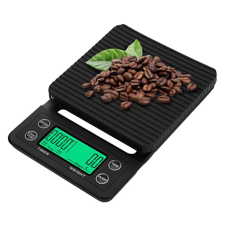 Home Drop Coffee Scale With Clock 0.1g Precision Electronic Scale Digital Kitchen Scale LCD Weighing Scale
