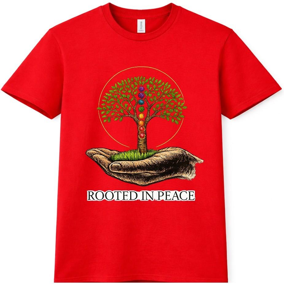 Tree of Life Chakra T-Shirt Rooted in Peace Spiritual Graphic Tee 4XL