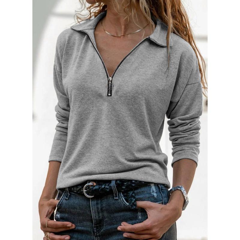 BITCED Women's Fashion Casual Solid Color Print Long Sleeve V-Neck Blouses & Shirts