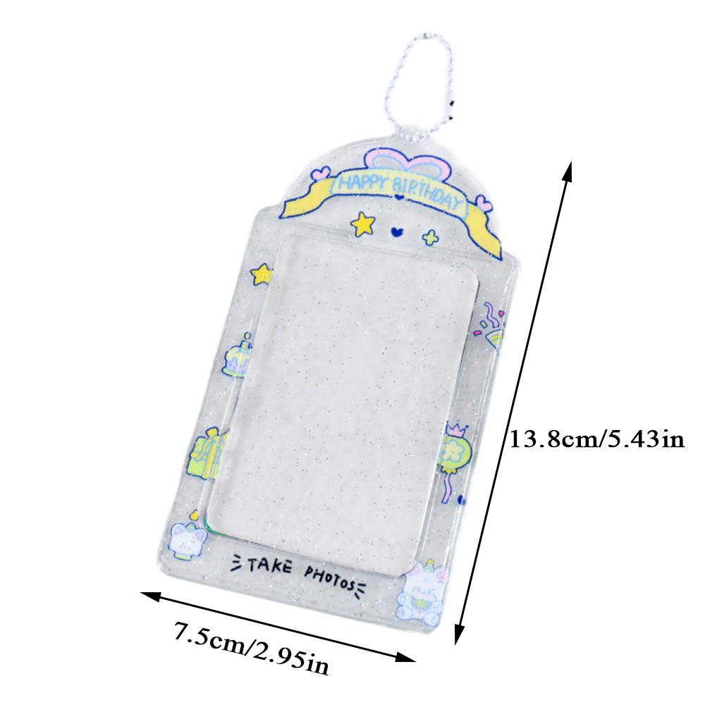 Transparent Glitter 3 Inch Photocard Holder PVC Heart Card Holder Storage Idol Card Display Protective Pendant Photo Card Holder