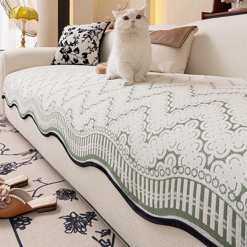 New Four-Season Universal Special-Shaped Sofa Cushion Cover Cloth French Simple Seat Cushion Fixed Non-Slip Straight Row Seat Cushion