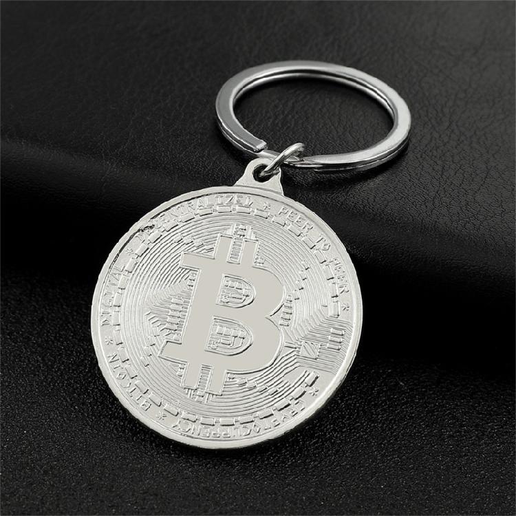 Crypto Collectible Keychain With Bitcoins Motifs Stylish Metal Construction Keyring Pendant For Gifting And Display