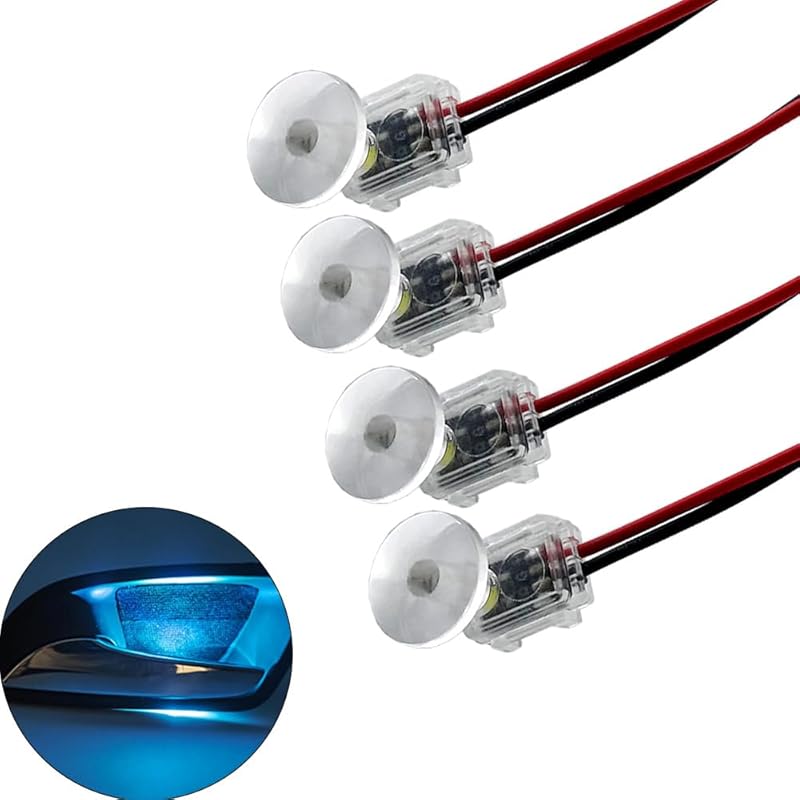 4pcs Red Car Door Light,Flush Mount 12V LED Light for Bumper Grille Cars Interior Dash Ambient Lighting Motorcycle Door Bowl Lamp LED Indicator Light