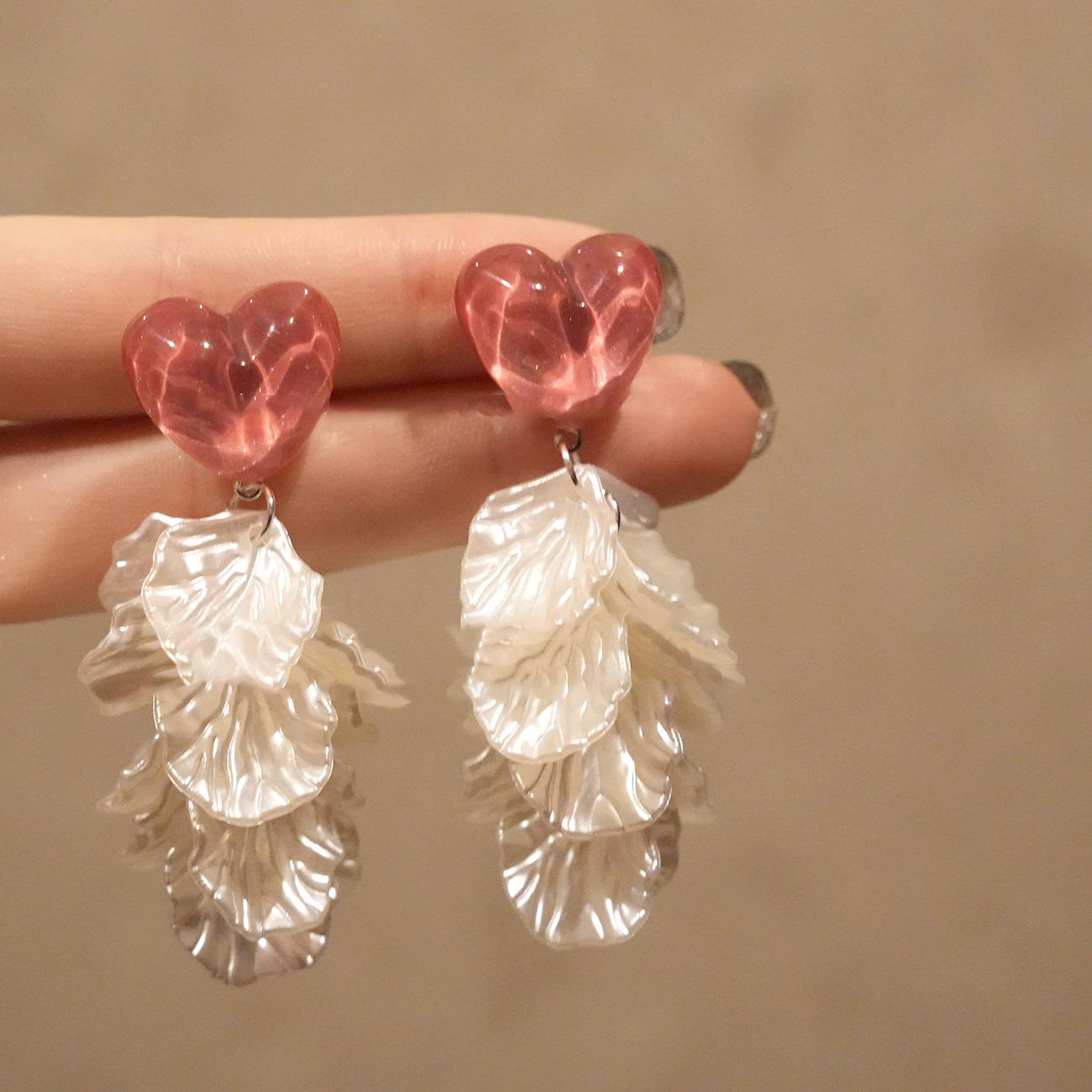 

Серьги-гвоздики из акриловой смолы в виде ракушек с бахромой, модные и милые, высококлассные, универсальные