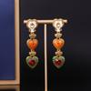 Retro Court Style Love Earrings Medieval Vintage Light Luxury Old Jewelry Set Premium Diamond Stud Earrings
