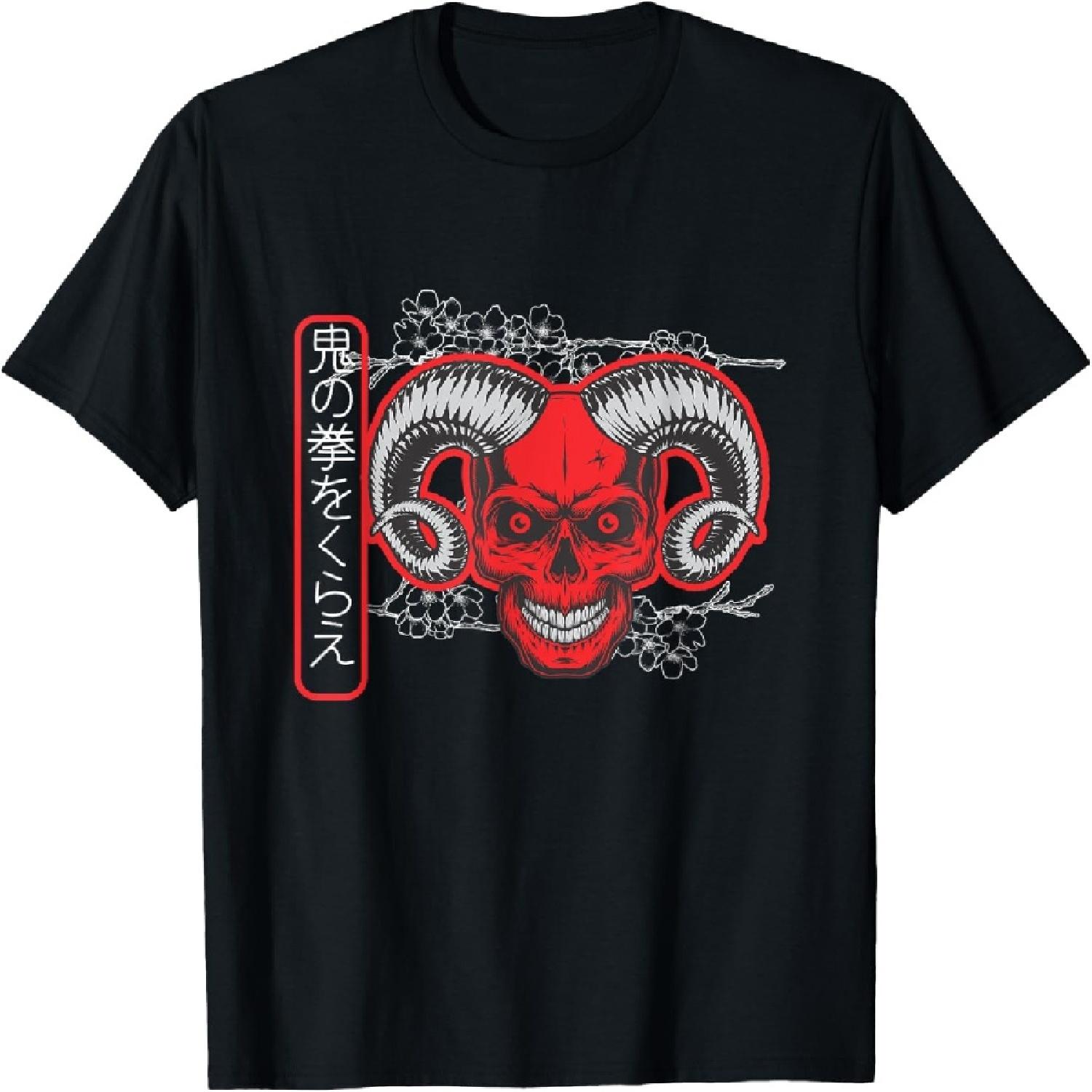 

Devil Oni Harajuku Aesthetic Japanese Demon Art Face Skull T-Shirt XXXXXL різнокольоровий