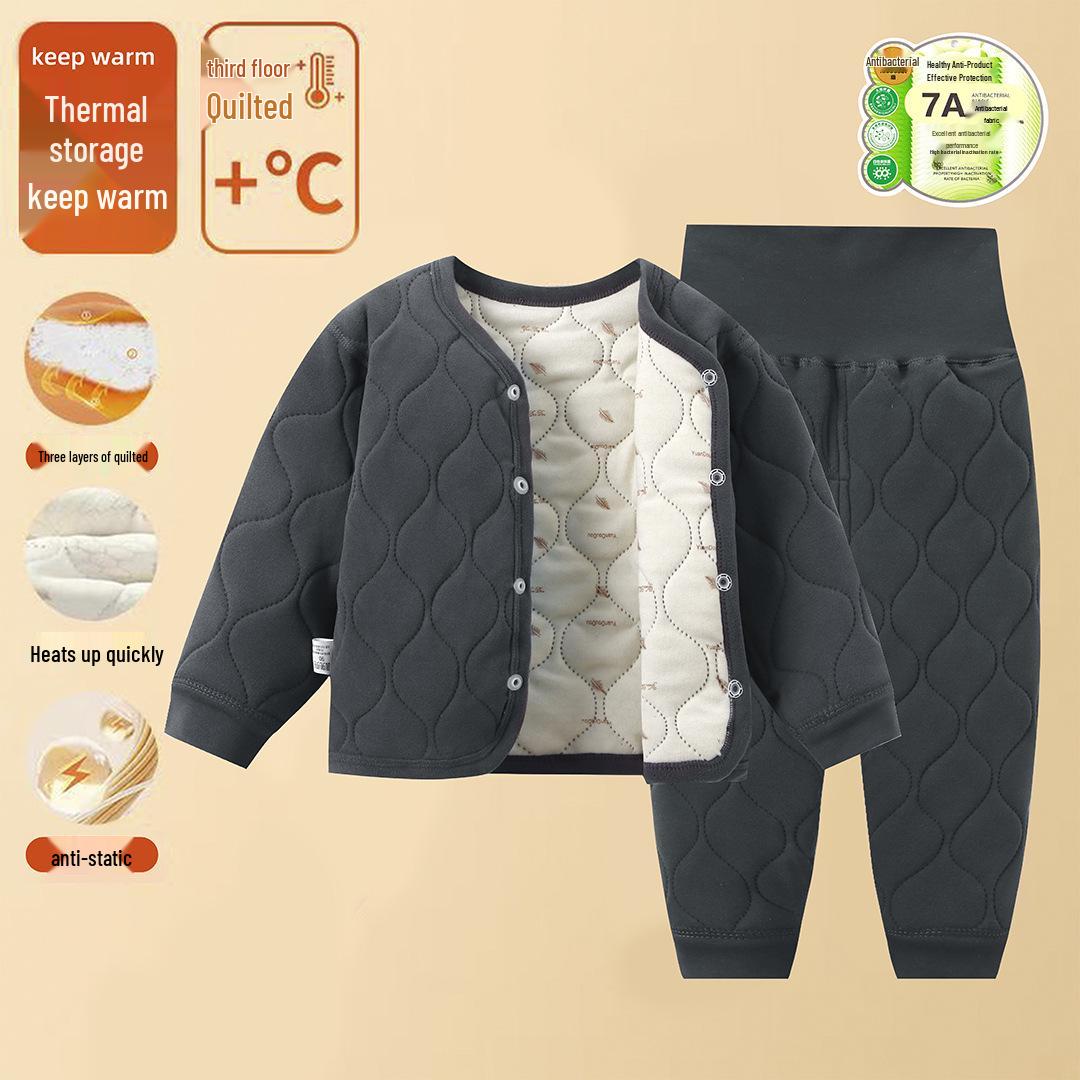 

Boneless School Uniform: Boys & Girls Autumn/Winter Cotton-Padded Jacket & High-Waisted Set, Thickened Inner Layer Coat for Kids 80: 18-23 lbs