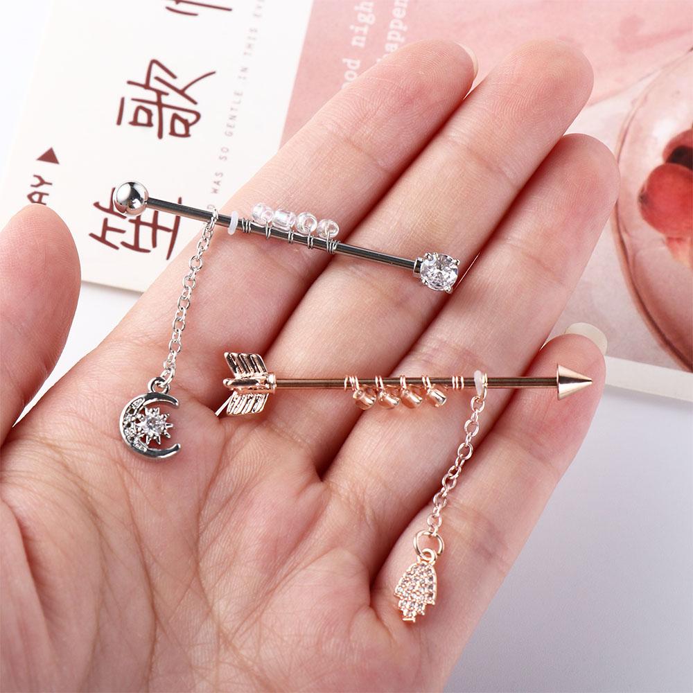 Piercing Jewelry Ear Bone Stud Cartilage Stud Earrings Long Ear Stud Industrial Barbell Earring