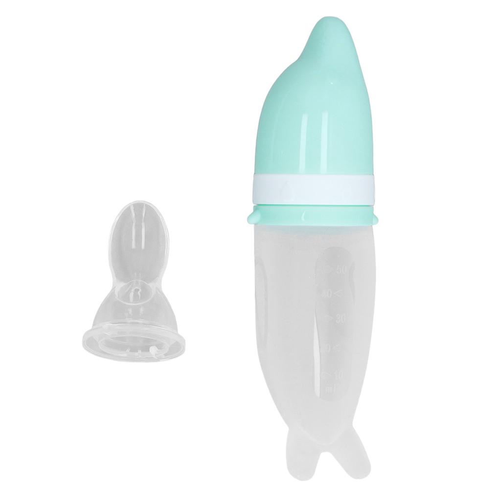 Set Hrănitor pentru Bebeluși Formă Drăguță Lingură din Silicon de Calitate Alimentară Sticlă pentru Hrănire prin Strângere pentru Sugari