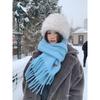 Iceland Sea Salt Blue Scarf for Women Winter Solid Color Versatile Wool Scarf for Men Warm Imitation Cashmere Shawl To Protect Against Cold