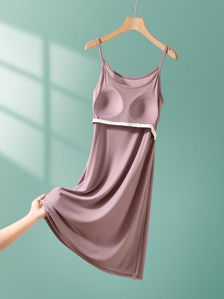 Modal Strappy Built-in Bra Summer Sleeveless Dress for Women 2025