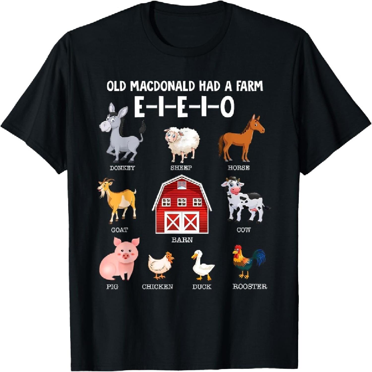 

Toddler Kids Farm Animals Old MacDonald Had a Farm E-I-E-I-O T-Shirt XXXXXL