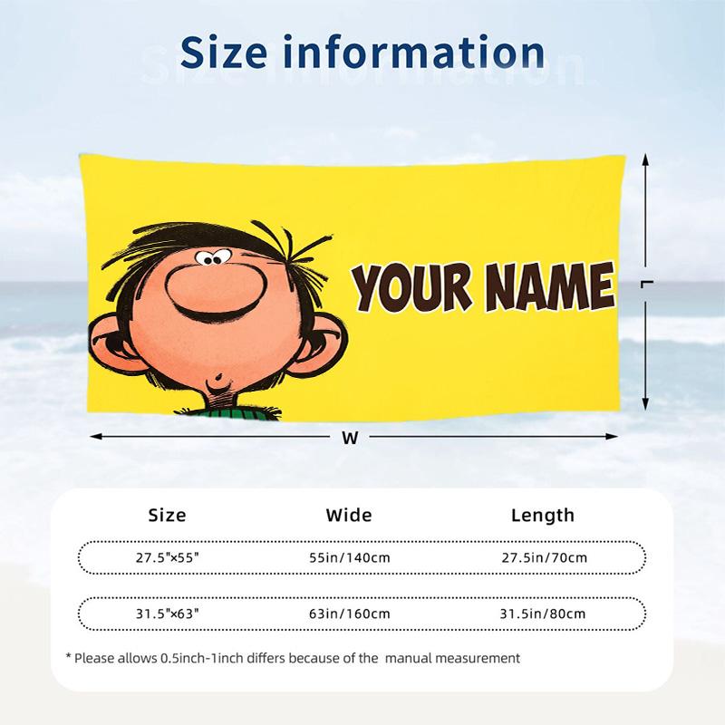 Custom Text Beach Towel, Soft Absorbent Swimming Multi-use TowelGaston Lagaffe