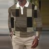 Men's Long Sleeve Plaid Polo Shirt, Casual Comfortable Top