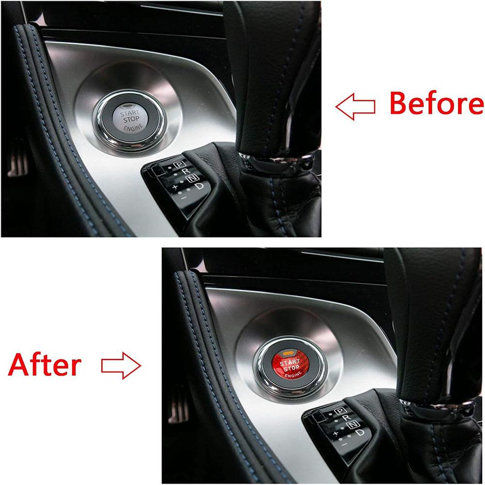 Red Carbon Fiber Engine Start Stop Push Button Cover For Nissan Infiniti Q50 Q60