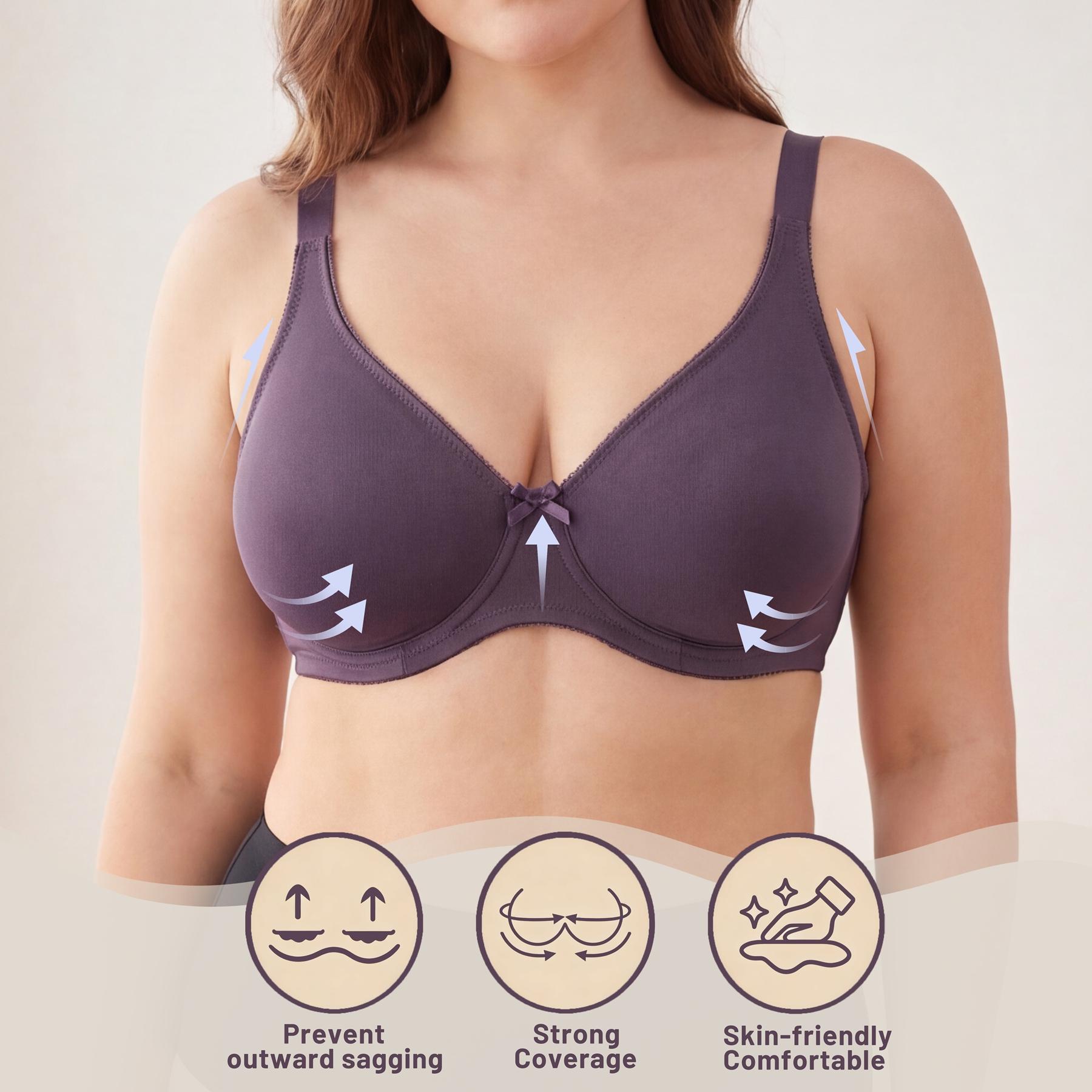 Vrouwen plus size zwarte naadloze bh met dubbele laag ijszijde comfortabele brede bandjes lingerie met beugel stalen ondersteuning bralette 85-110 CD cup 100D keizerlijke kleur