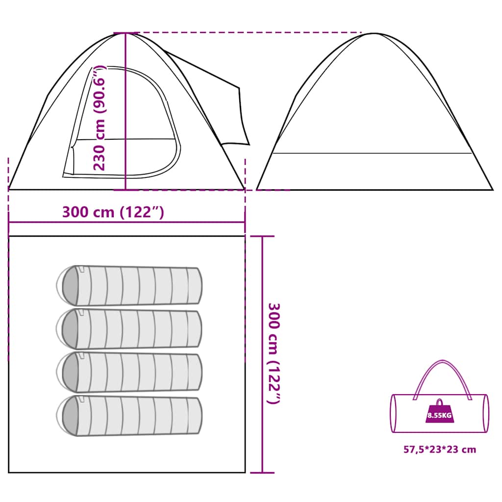Car Tent for 4 Persons Green Waterproof