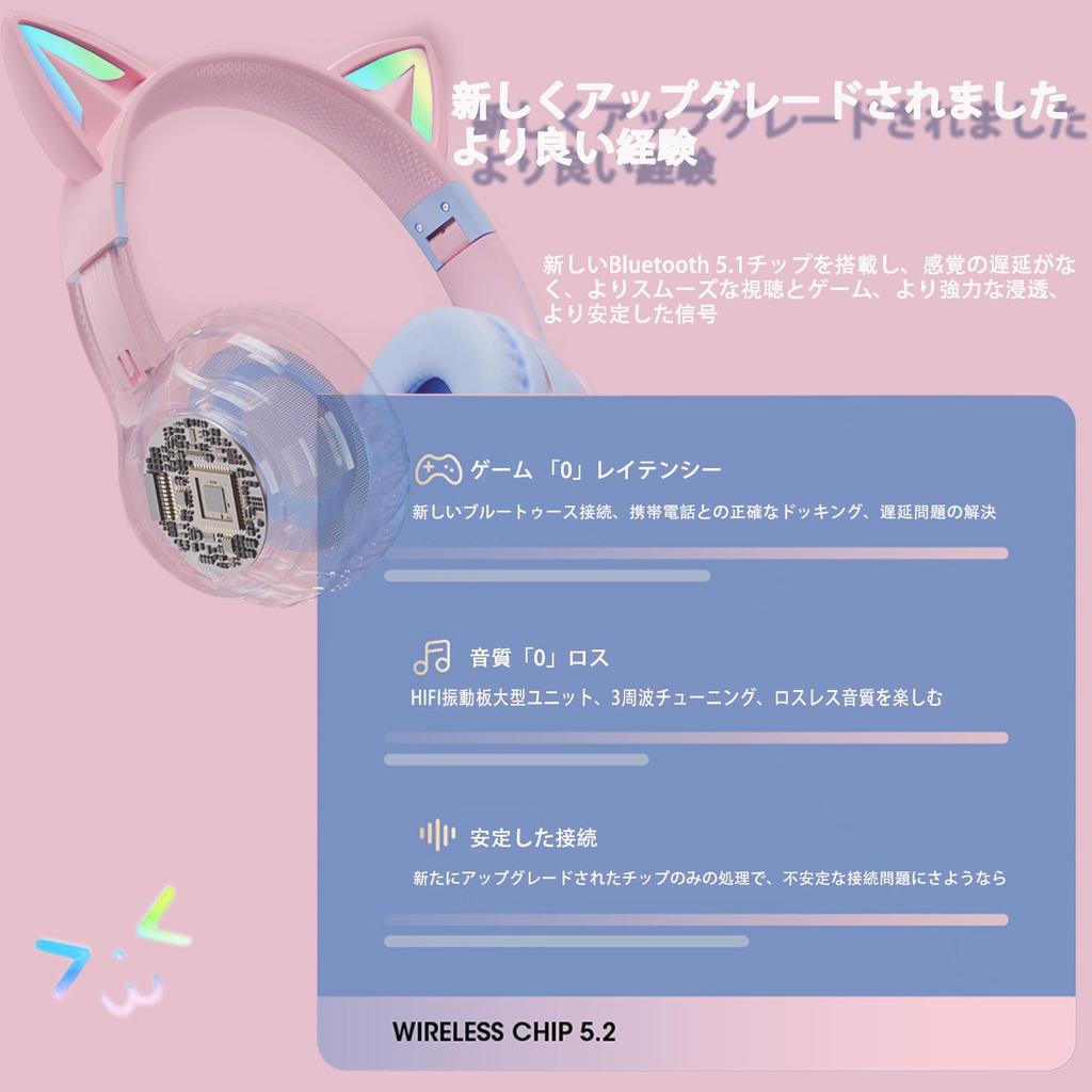 Auriculares Megadream con Micrófono Protección Auditiva para Niños Adultos Universal Plegable Orejas de Gato Auriculares Orejas de Gato LED Laterales Diseño de Luz RGB