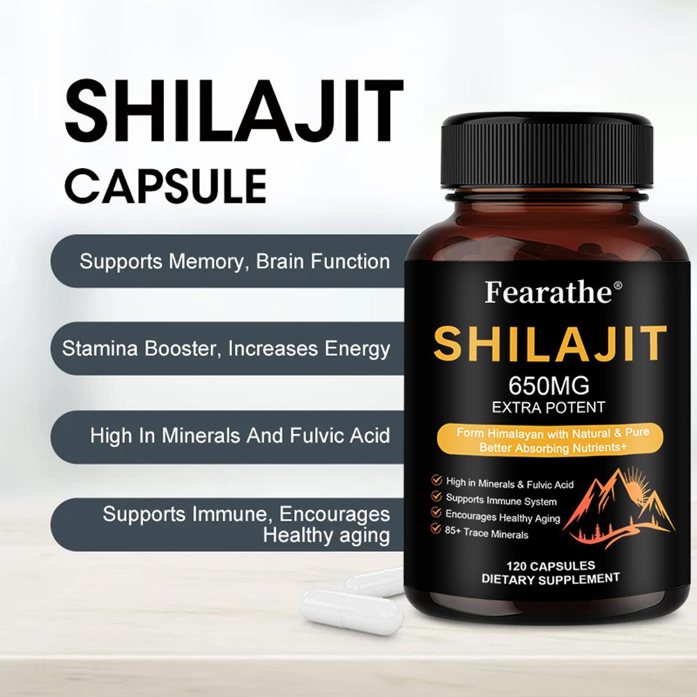 Shilajit 650mg Is Sourced from the Himalayas, Naturally Pure, 120 Capsules.